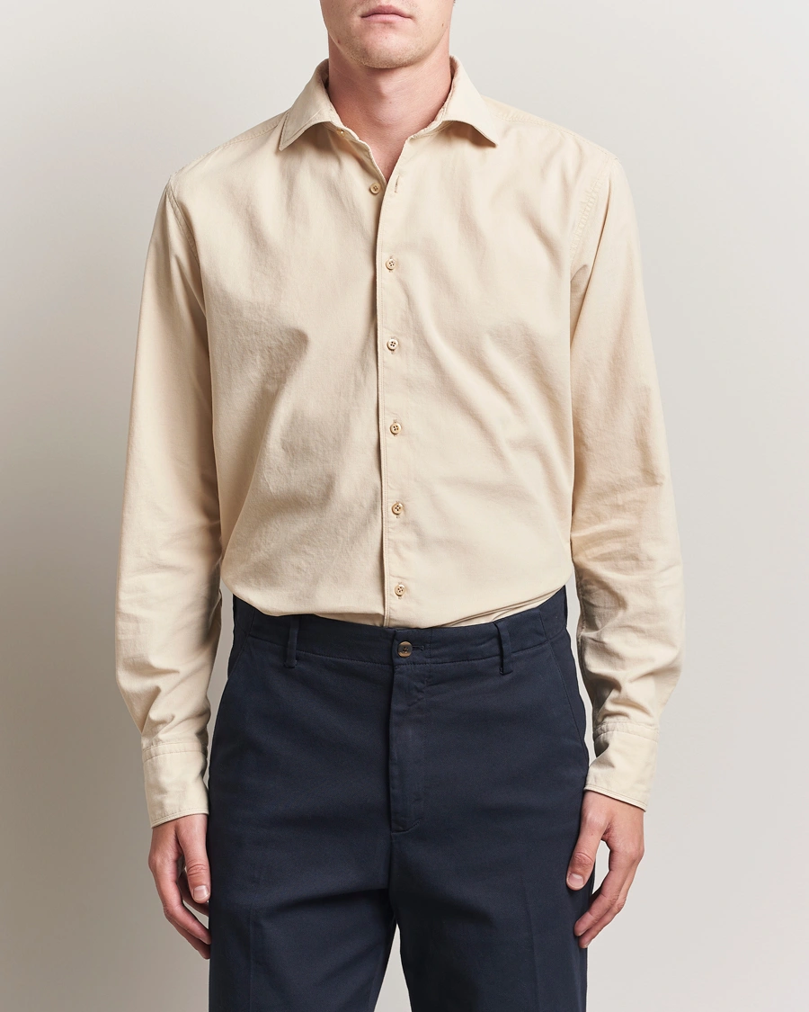 Herr | Skjortor | Stenströms | Regular Fit Cut Away Cord Shirt Beige