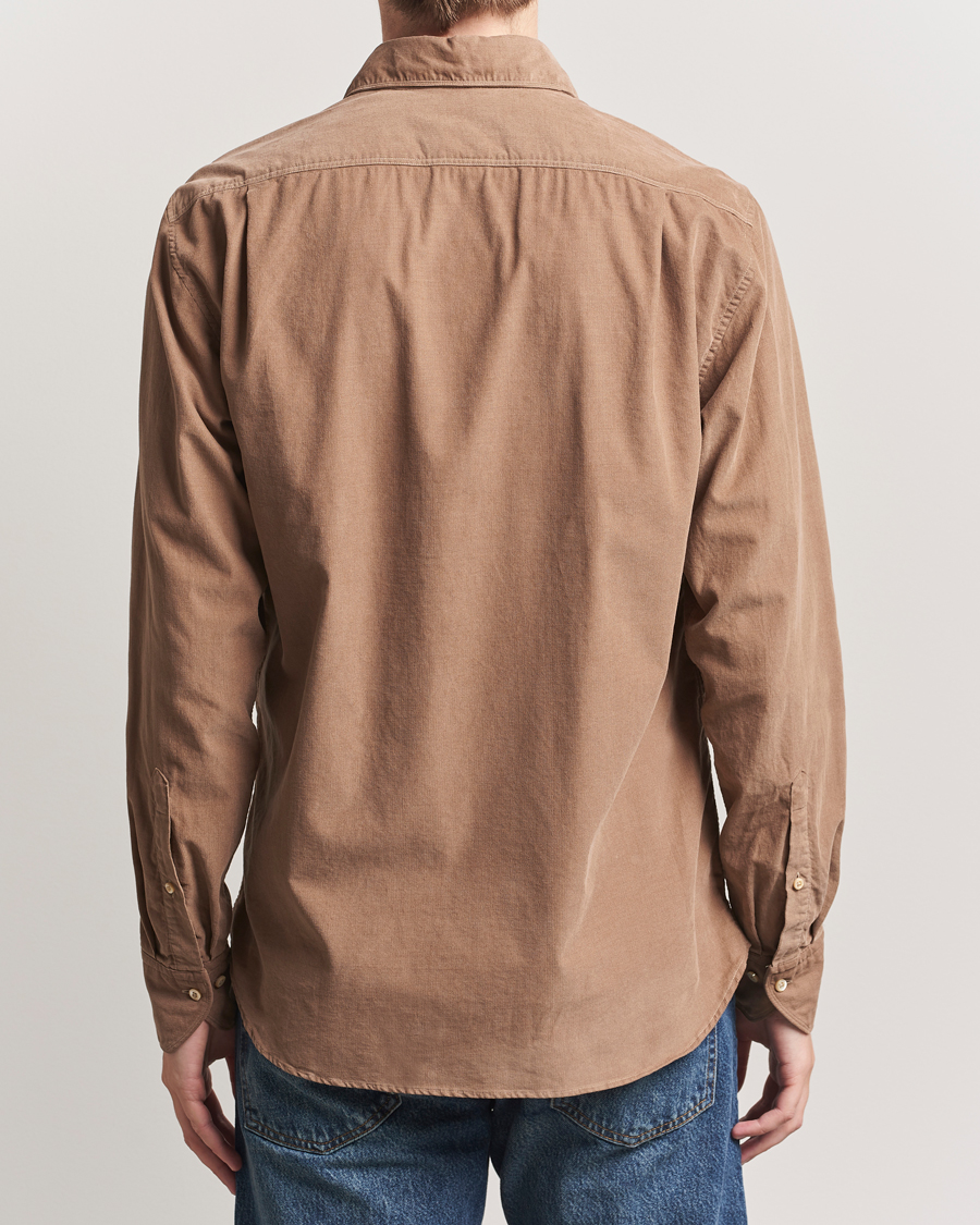 Herr | Skjortor | Stenströms | Regular Fit Cut Away Cord Shirt Brown