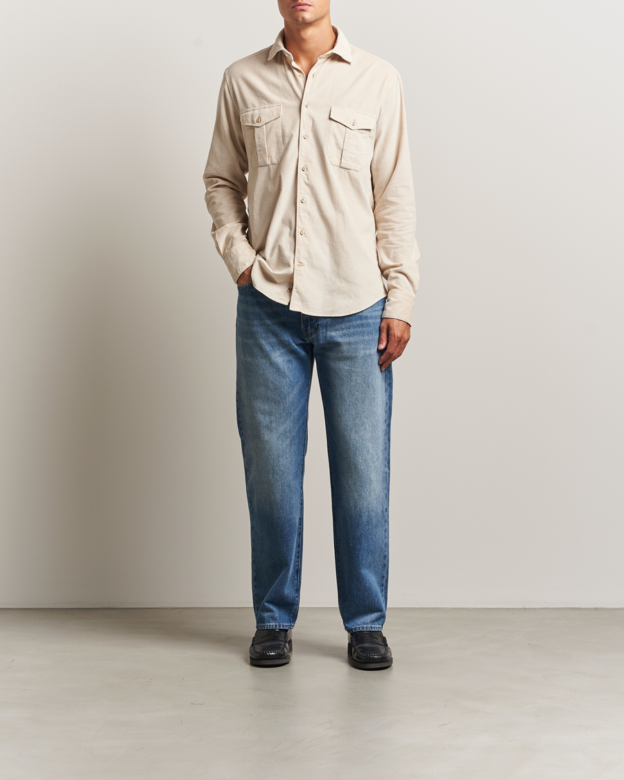Herr | Skjortor | Stenströms | Regular Fit Cord Pocket Shirt Beige