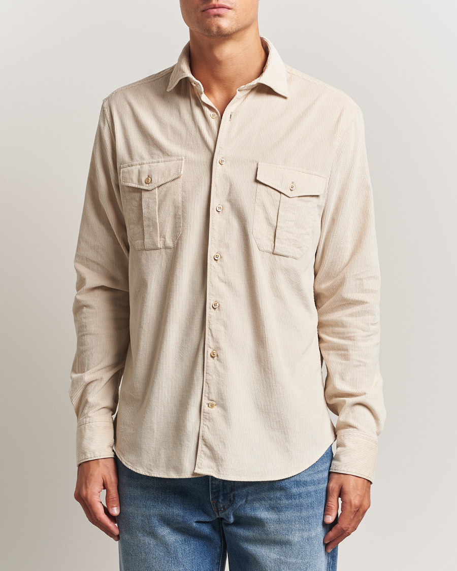 Herr | Skjortor | Stenströms | Regular Fit Cord Pocket Shirt Beige