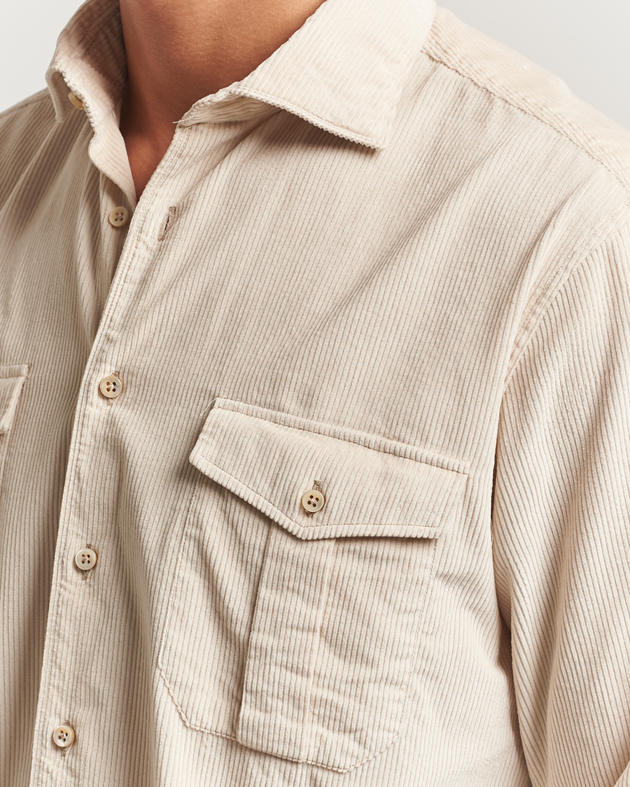 Herr | Skjortor | Stenströms | Regular Fit Cord Pocket Shirt Beige