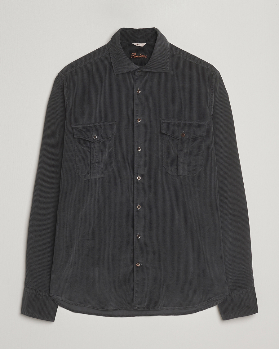 Herr | Skjortor | Stenströms | Regular Fit Cord Pocket Shirt Dark Green