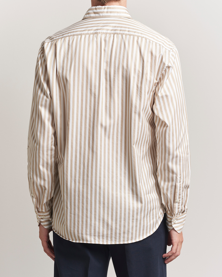 Herr | Skjortor | Stenströms | Regular Fit Washed Large Stripe Shirt White/Beige