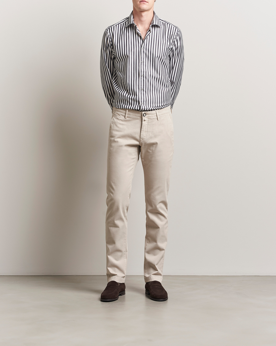 Herr | Skjortor | Stenströms | Regular Fit Washed Large Stripe Shirt White/Black