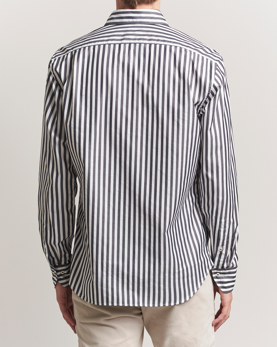 Herr | Skjortor | Stenströms | Regular Fit Washed Large Stripe Shirt White/Black