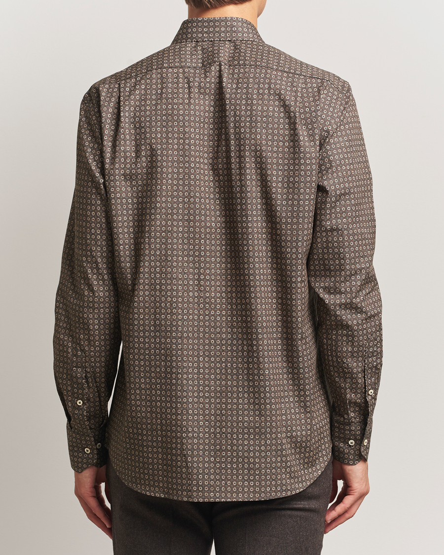 Herr | Skjortor | Stenströms | Regular Fit Brushed Cotton Printed Shirt Brown