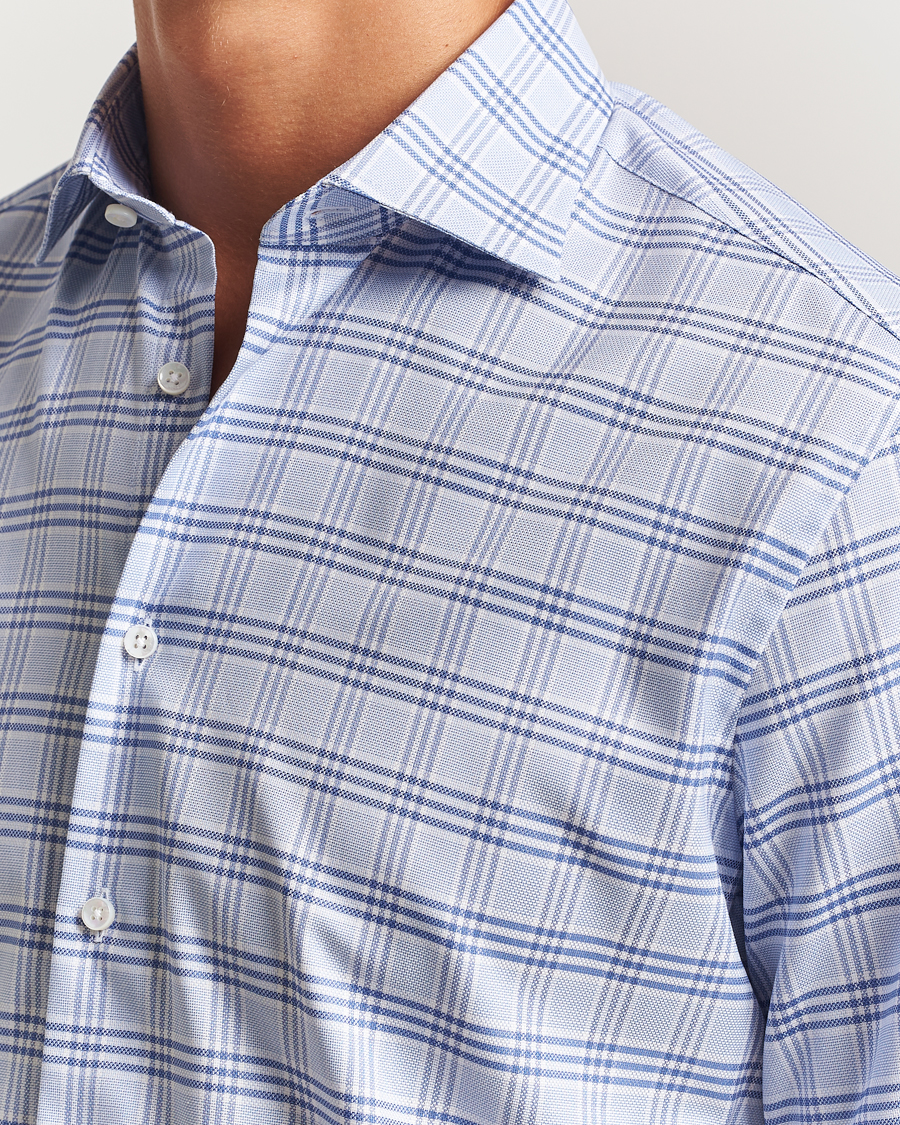 Herr | Skjortor | Stenströms | Regular Fit Checked Cut Away Shirt Blue