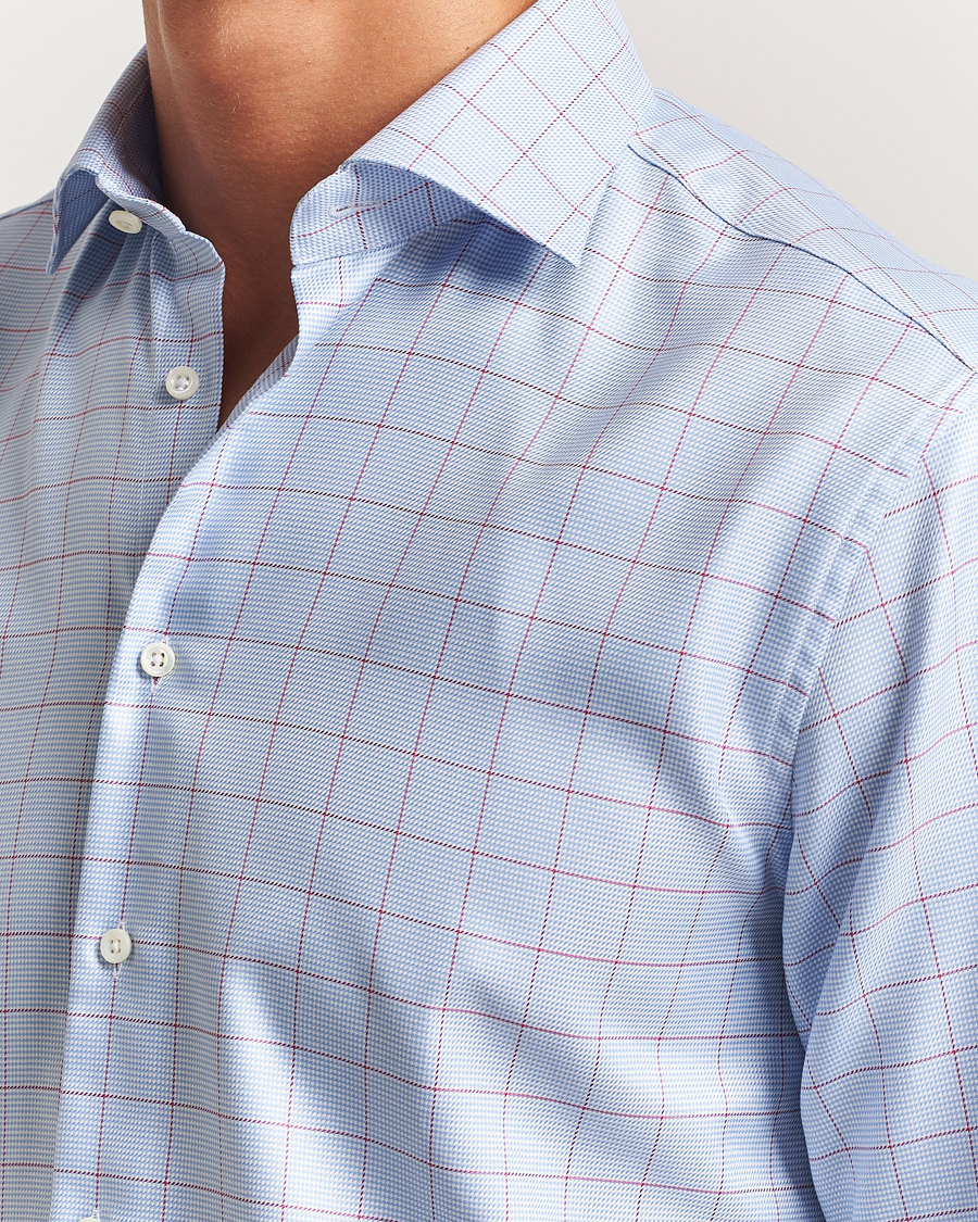 Herr | Skjortor | Stenströms | Regular Fit Overcheck Cut Away Shirt Blue