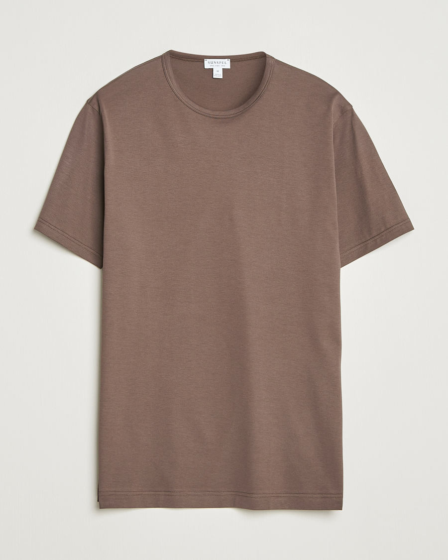 Herr | T-Shirts | Sunspel | Crew Neck Q82 Cotton T-Shirt Bark