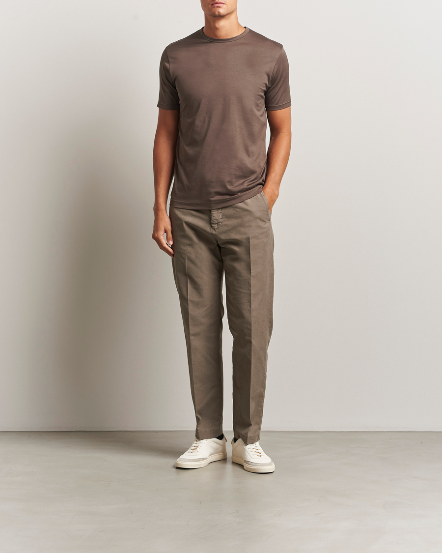 Herr | T-Shirts | Sunspel | Crew Neck Q82 Cotton T-Shirt Bark