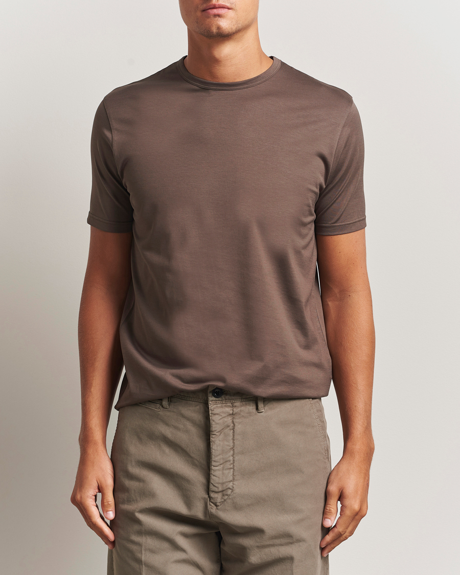 Herr | T-Shirts | Sunspel | Crew Neck Q82 Cotton T-Shirt Bark