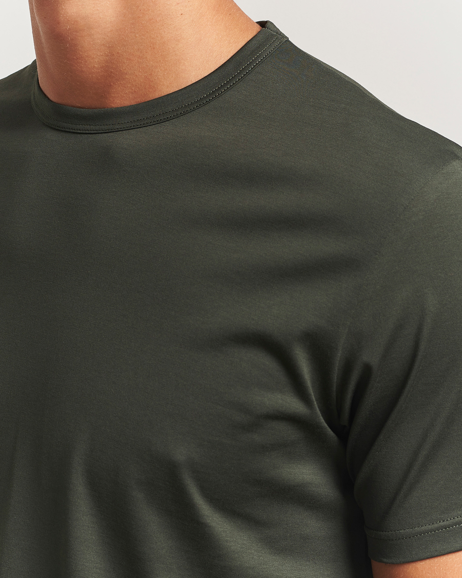 Herr | T-Shirts | Sunspel | Crew Neck Q82 Cotton T-Shirt Dark Green