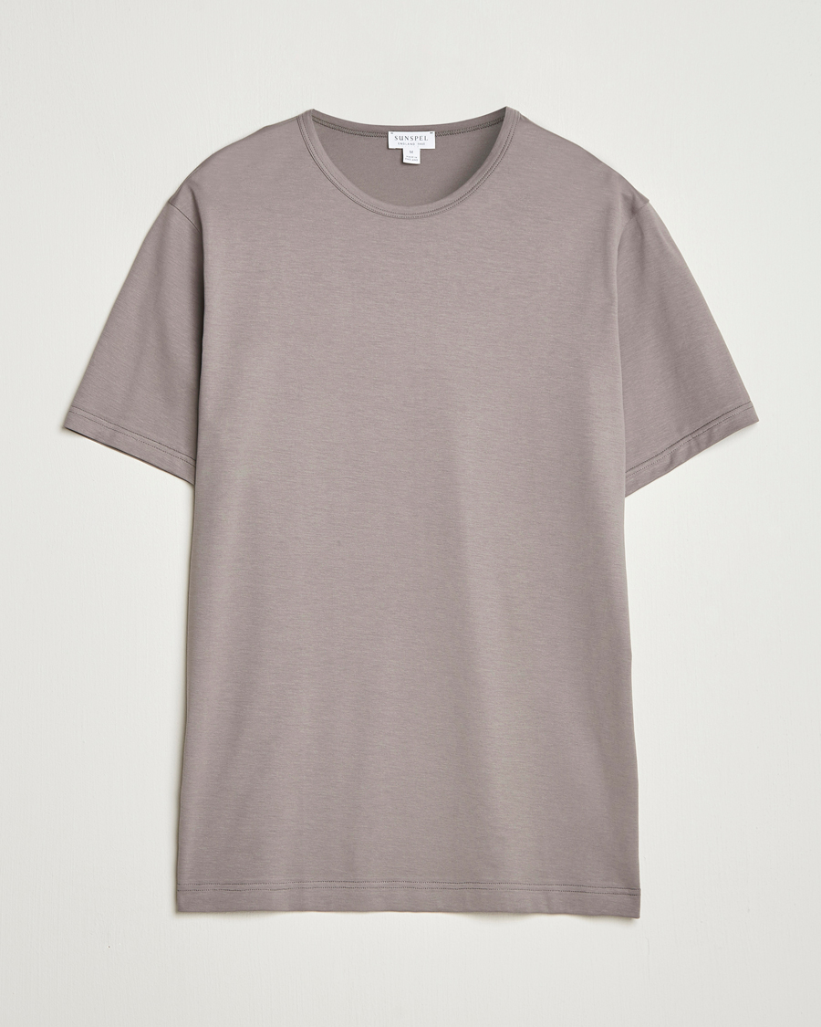 Herr | T-Shirts | Sunspel | Crew Neck Q82 Cotton T-Shirt Iron Grey