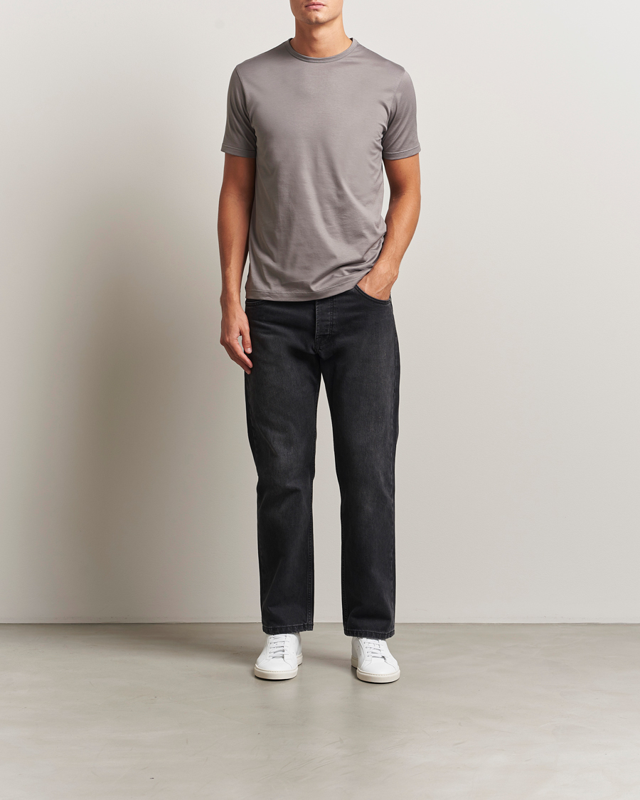 Herr | T-Shirts | Sunspel | Crew Neck Q82 Cotton T-Shirt Iron Grey