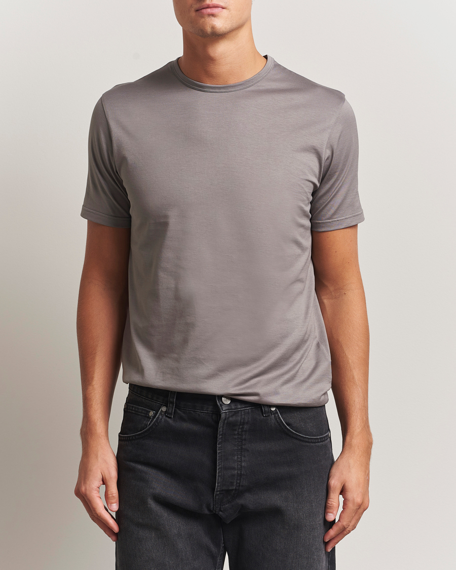Herr | T-Shirts | Sunspel | Crew Neck Q82 Cotton T-Shirt Iron Grey