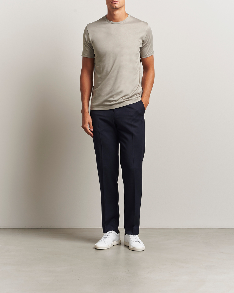 Herr | T-Shirts | Sunspel | Crew Neck Q82 Cotton T-Shirt Fog