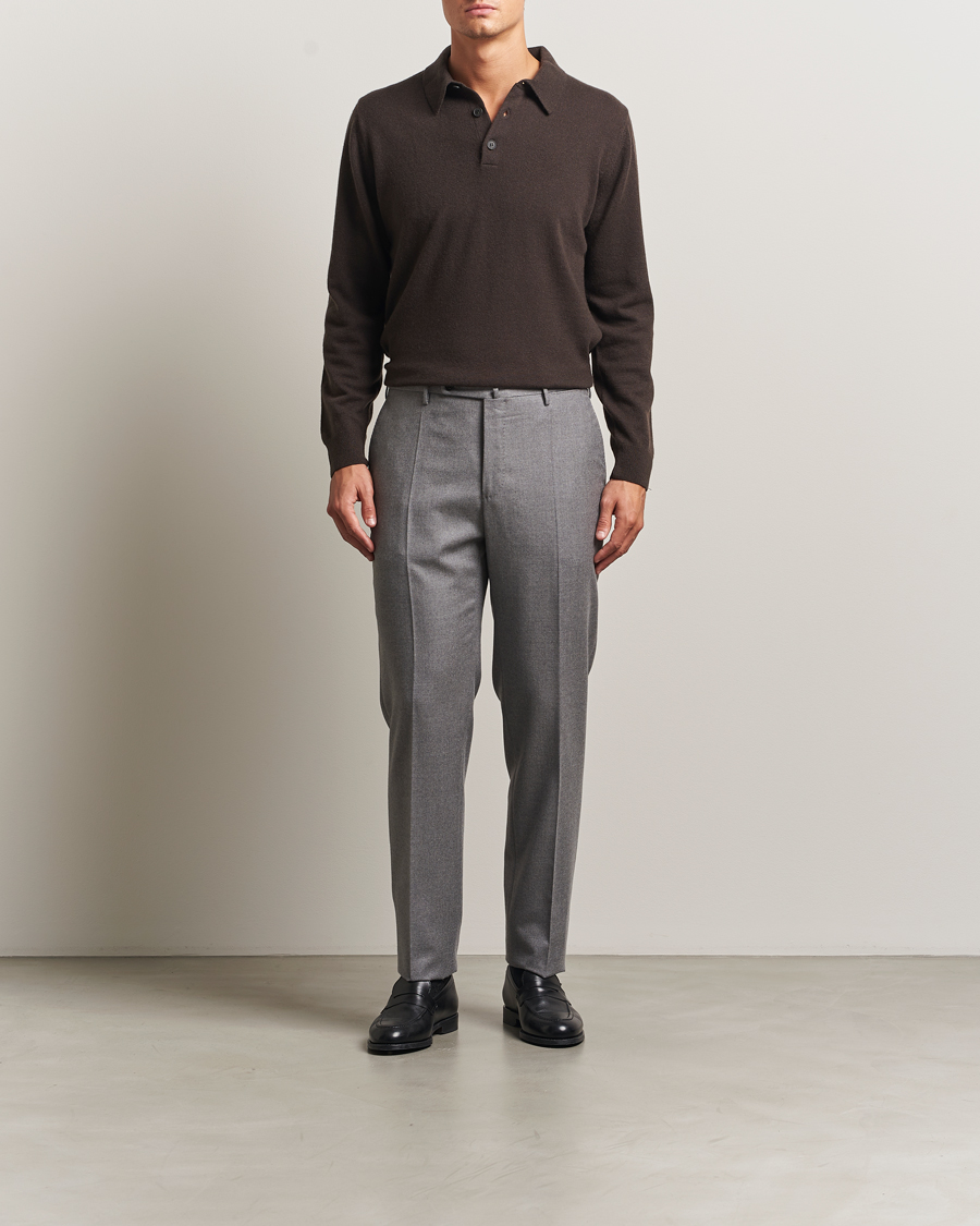 Herr | Tröjor | Sunspel | Cashmere Polo Truffle