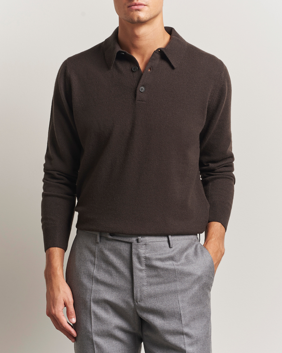 Herr | Tröjor | Sunspel | Cashmere Polo Truffle