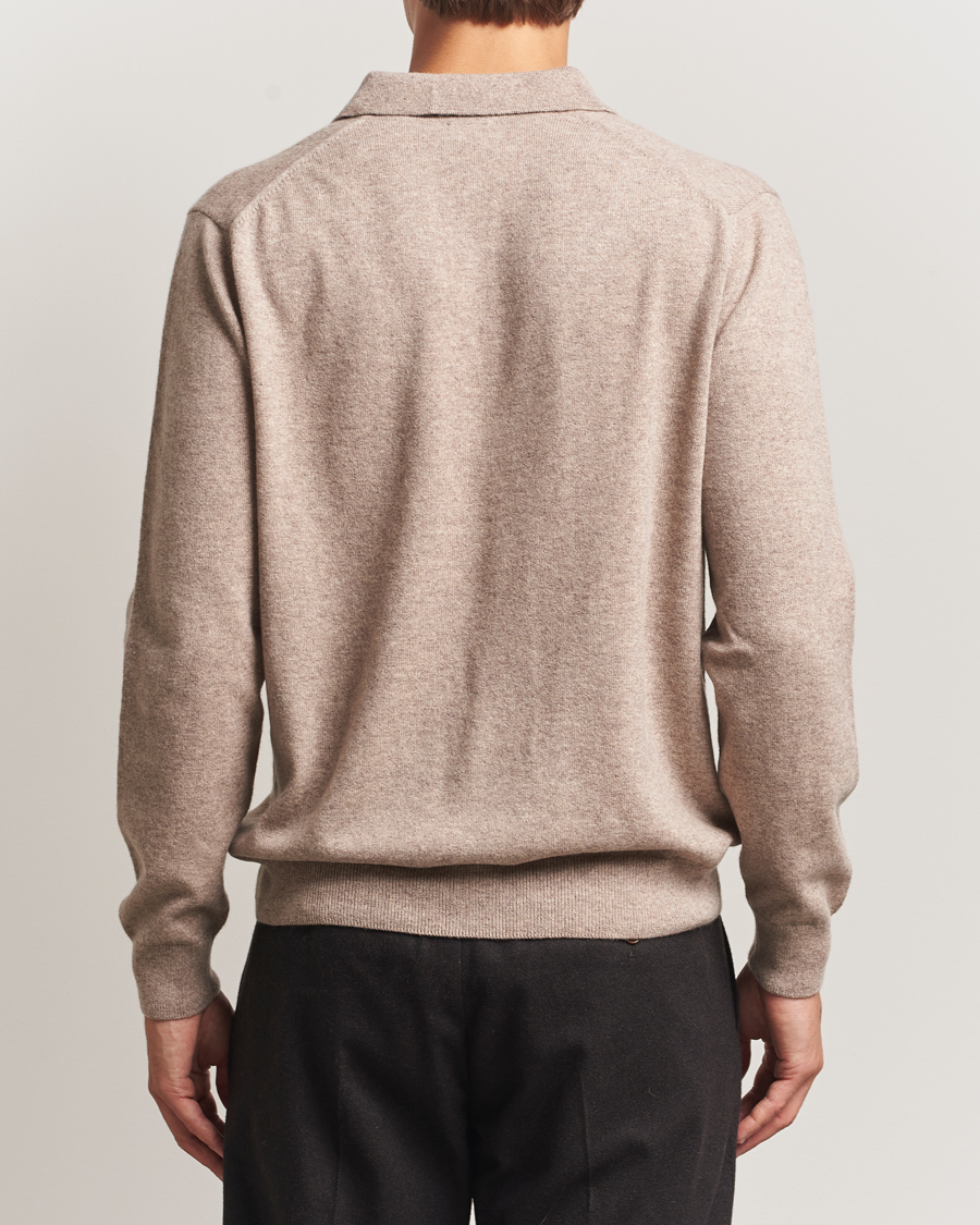 Herr | Tröjor | Sunspel | Cashmere Polo Oatmeal Melange