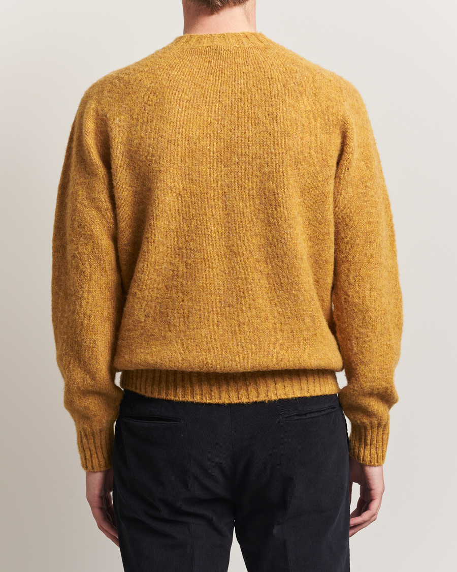 Herr | Tröjor | Sunspel | Brushed Shetland Crew Neck Saffron