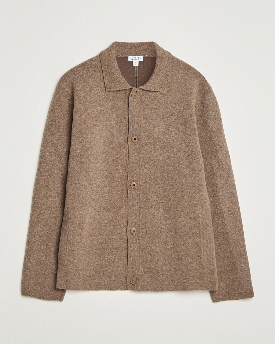 Herr | Tröjor | Sunspel | Doubleface Wool Jacket Mink