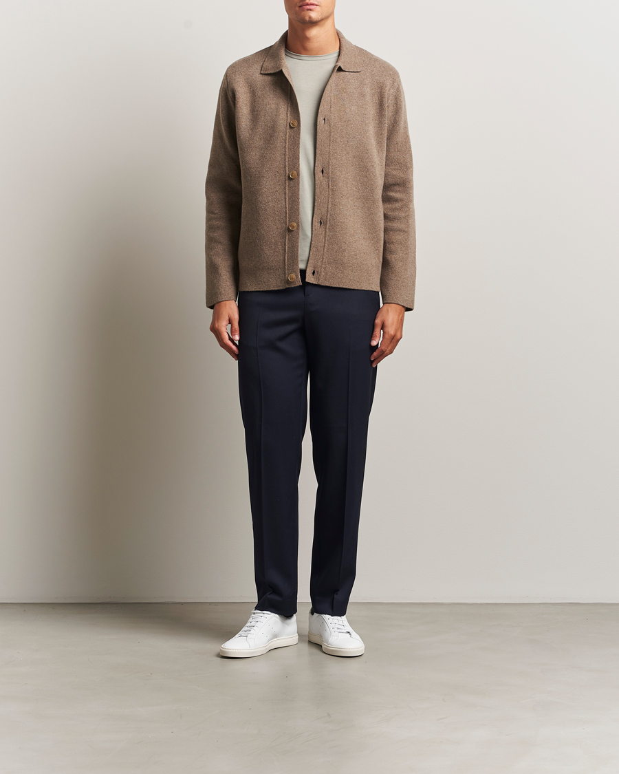 Herr | Tröjor | Sunspel | Doubleface Wool Jacket Mink