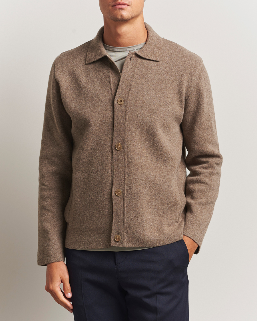 Herr | Tröjor | Sunspel | Doubleface Wool Jacket Mink