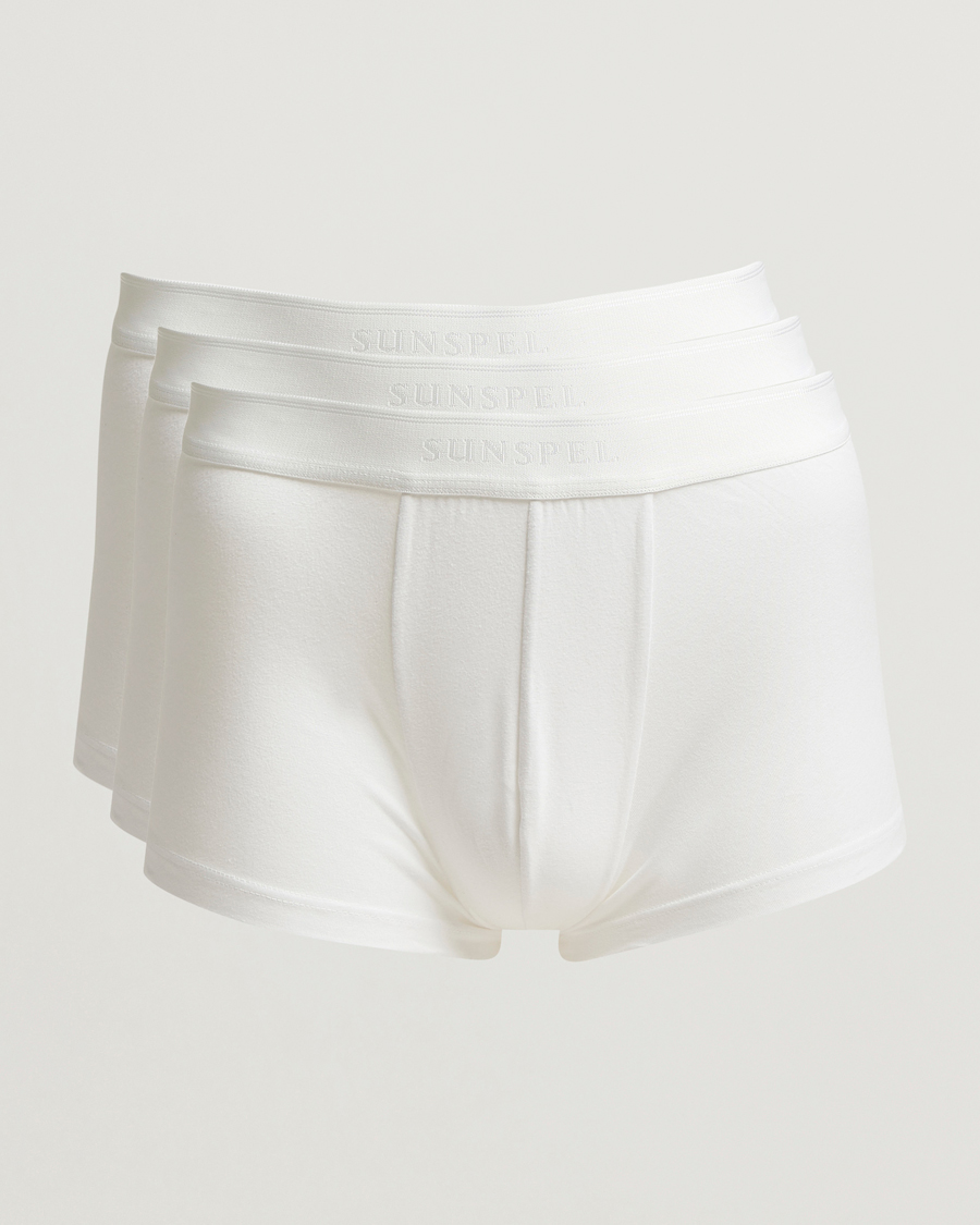 Herr | Underkläder | Sunspel | 3-Pack Cotton Stretch Trunk White