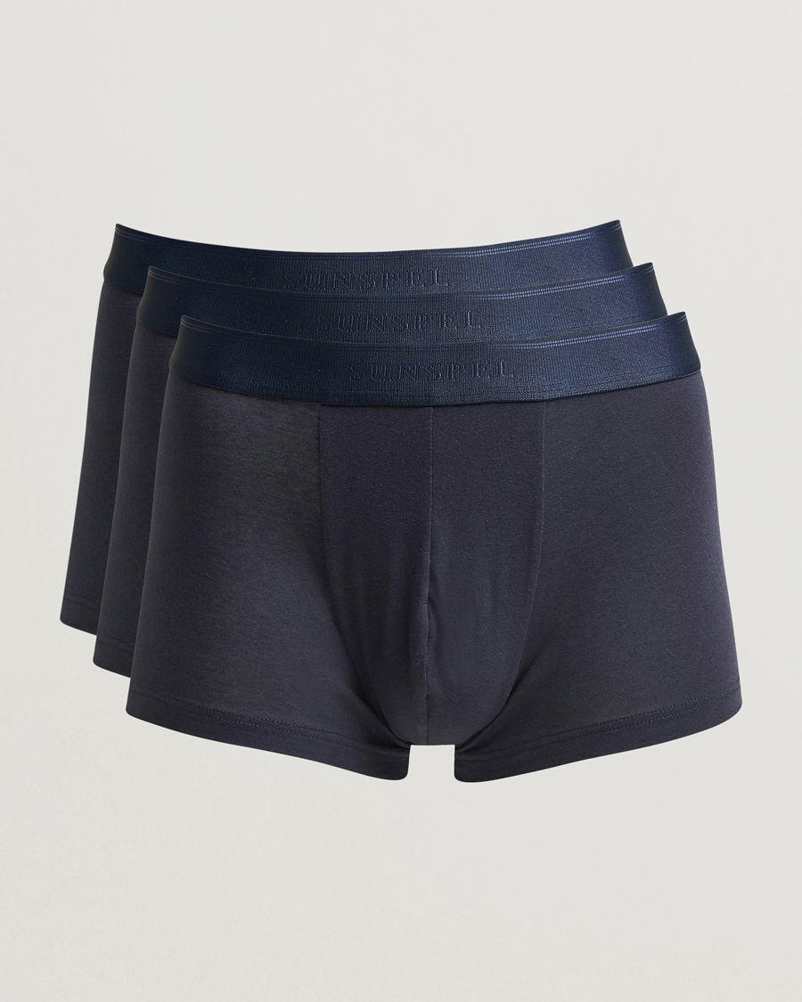 Herr | Underkläder | Sunspel | 3-Pack Cotton Stretch Trunk Navy