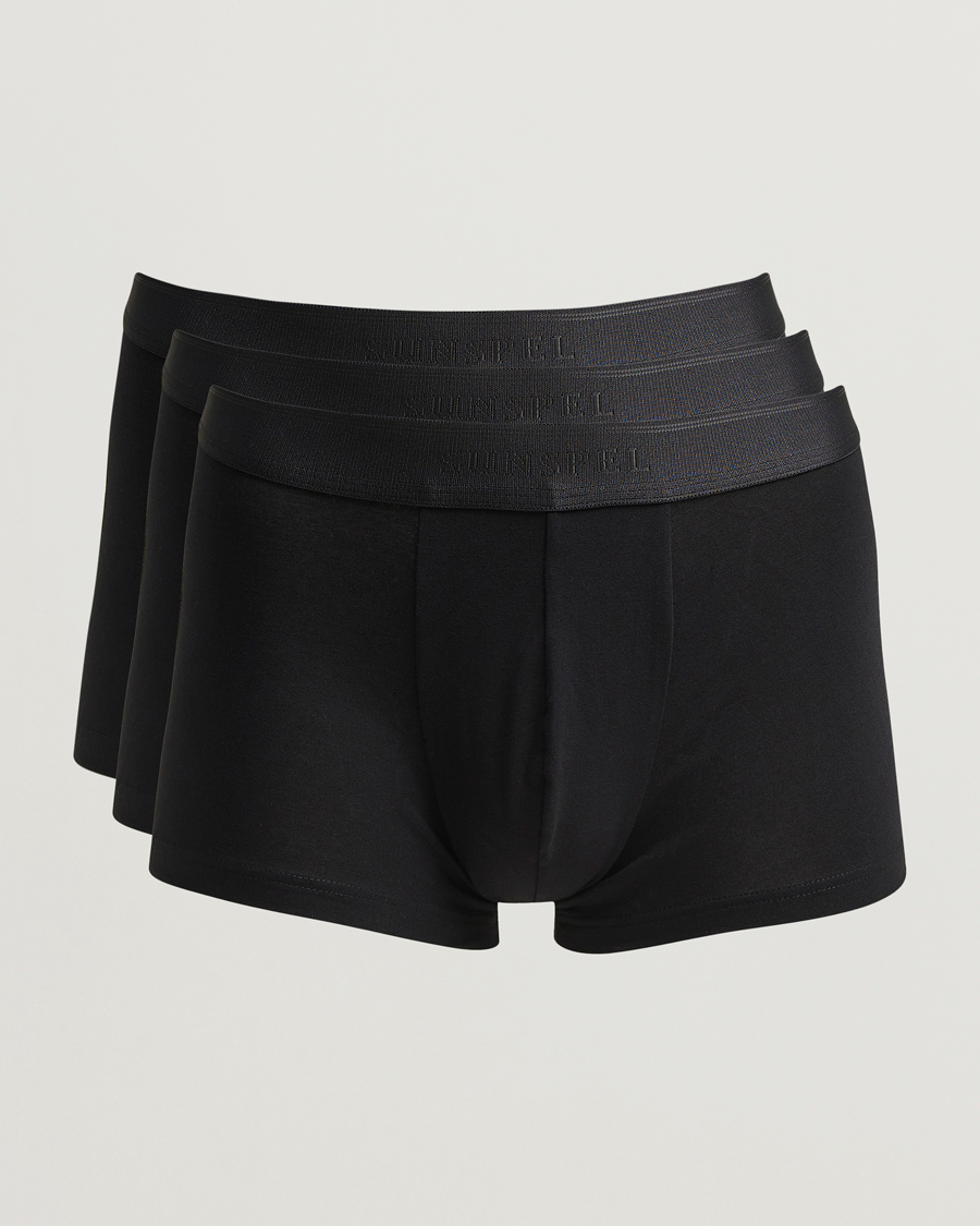 Herr | Underkläder | Sunspel | 3-Pack Cotton Stretch Trunk Black