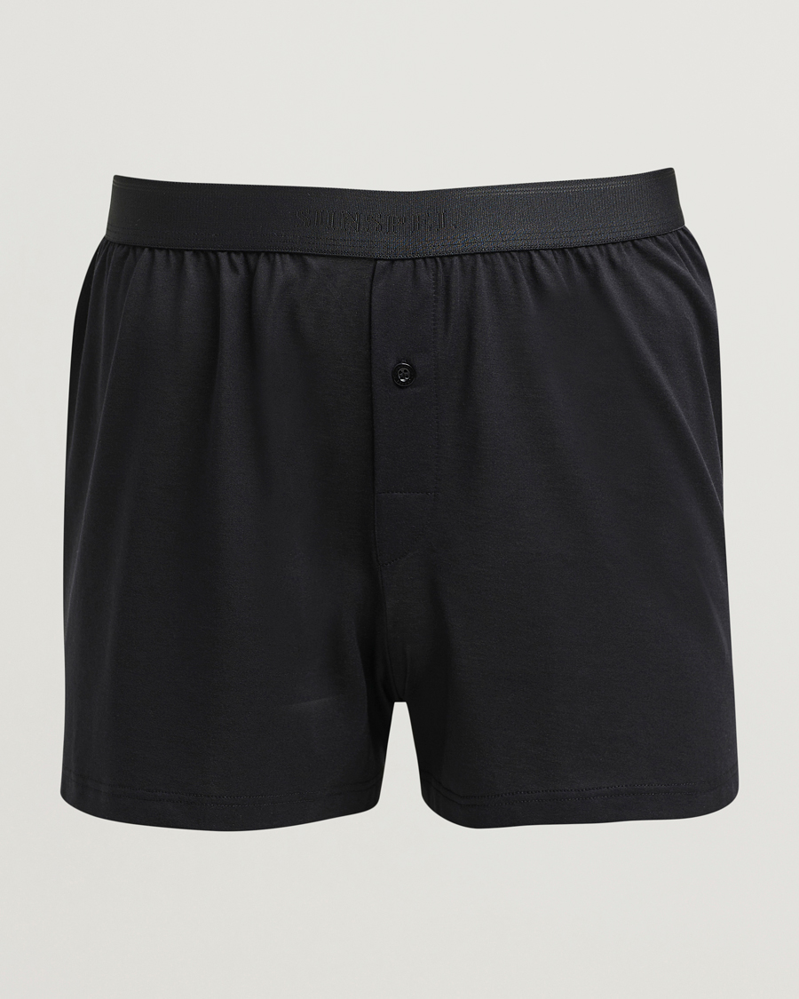 Herr | Underkläder | Sunspel | Superfine One Button Boxer Black
