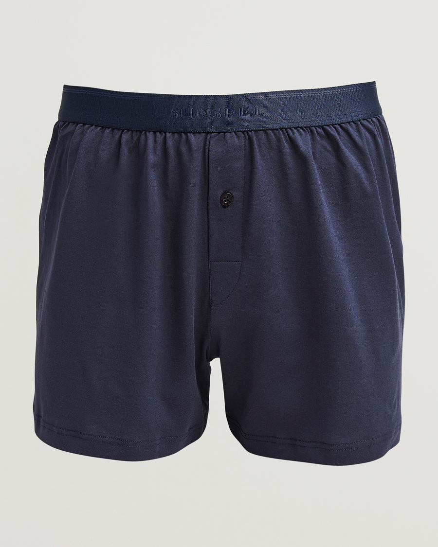 Herr | Underkläder | Sunspel | Superfine One Button Boxer Navy