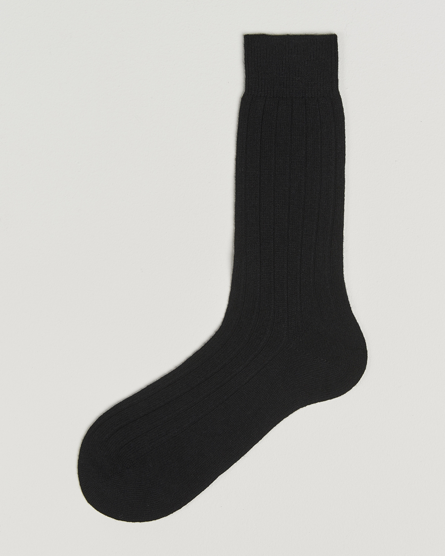 Herr | Underkläder | Bresciani | Wool/Cashmere Ribbed Socks Black
