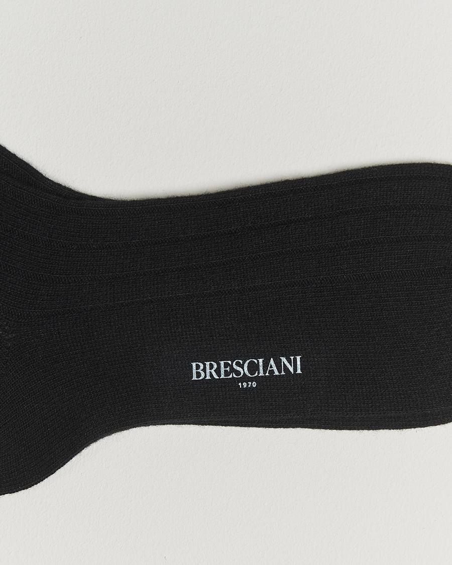 Herr | Underkläder | Bresciani | Wool/Cashmere Ribbed Socks Black