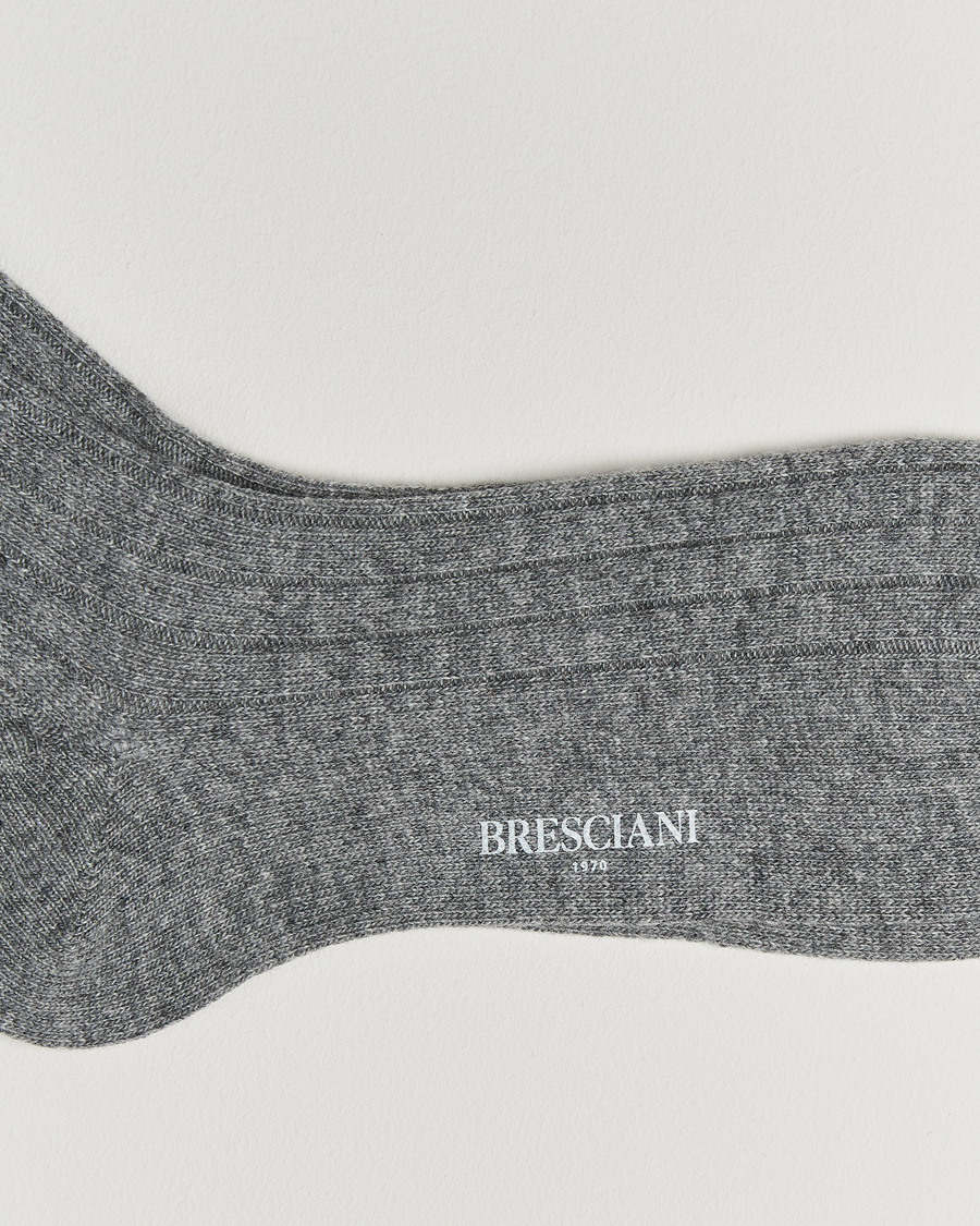 Herr | Underkläder | Bresciani | Wool/Cashmere Ribbed Socks Grey Melange