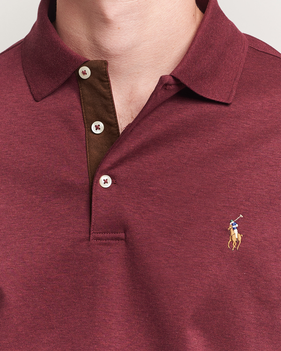 Herr | Pikéer | Polo Ralph Lauren | Pima Cotton Custom Slim Fit LS Polo Spring Wine Heather