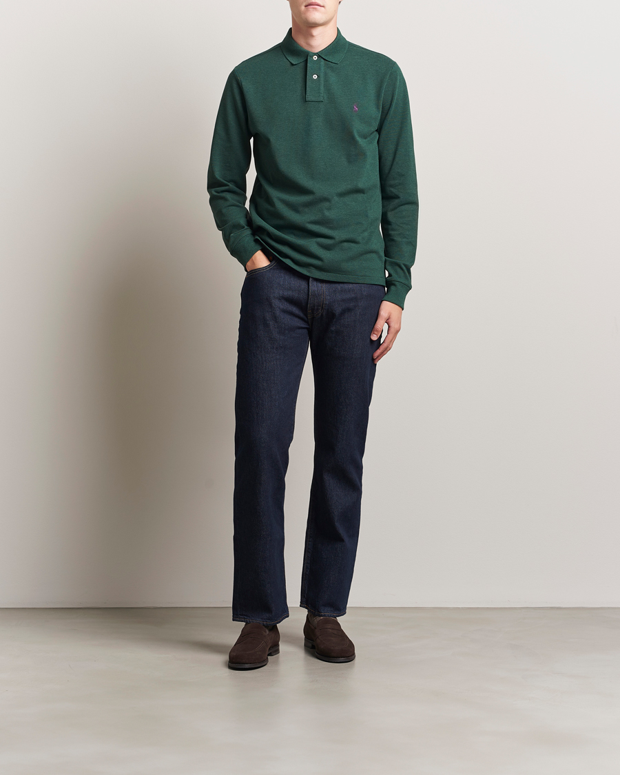 Herr | Pikéer | Polo Ralph Lauren | Custom Slim Fit Long Sleeve Polo Scotch Pine Heather