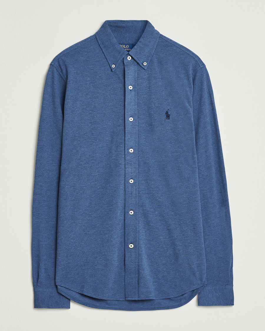 Herr | Skjortor | Polo Ralph Lauren | Featherweight Mesh Shirt Derby Blue Heather