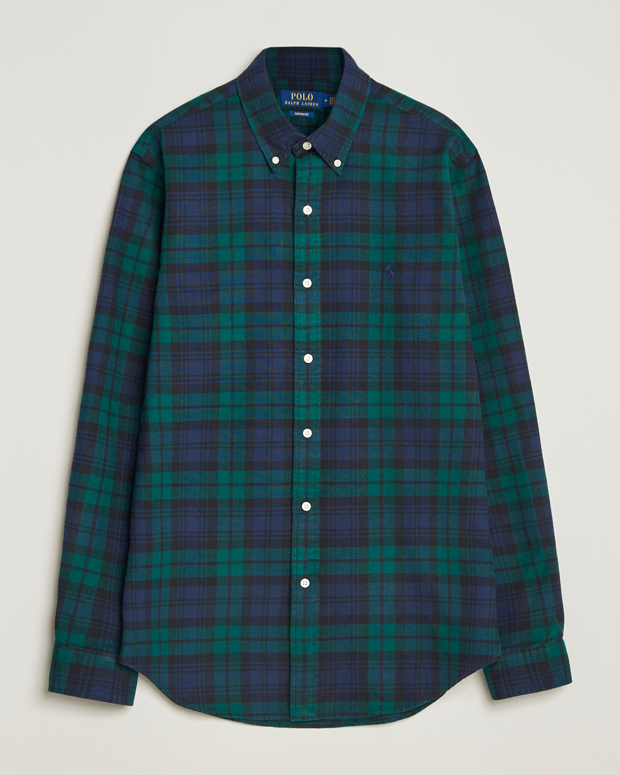 Herr | Skjortor | Polo Ralph Lauren | Custom Fit Brushed Flannel Checked Shirt Navy/Green