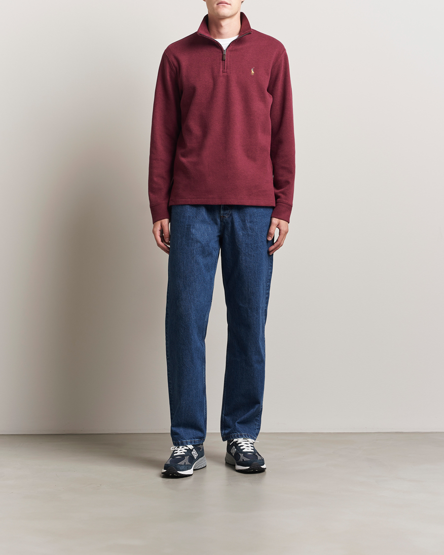 Herr | Tröjor | Polo Ralph Lauren | Double Knit Jaquard Half Zip Sweater Wine Heather
