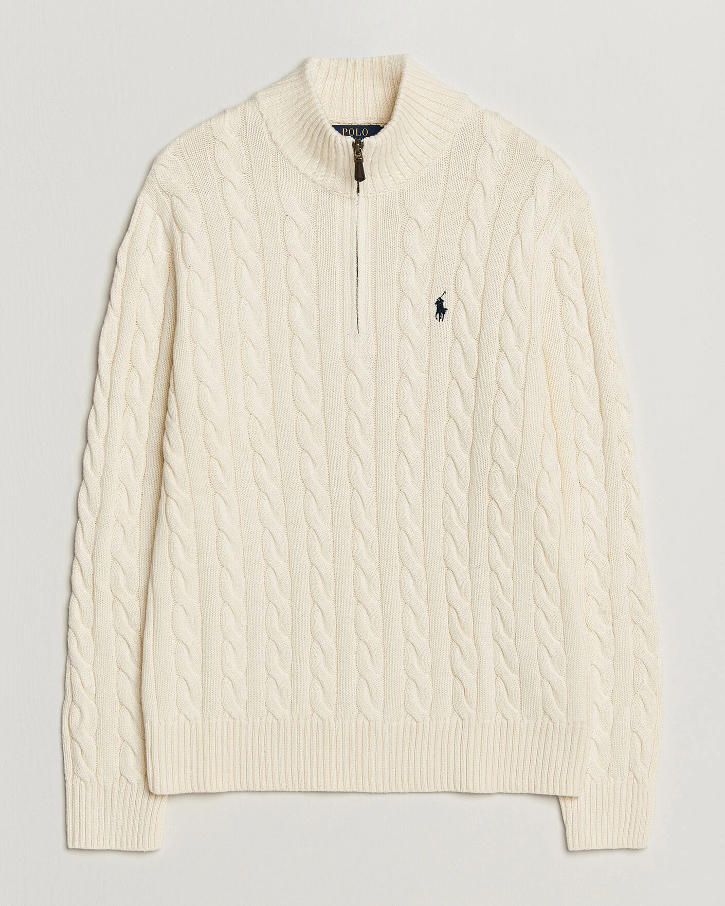 Herr | Tröjor | Polo Ralph Lauren | Cotton Cable Half Zip Andover Cream