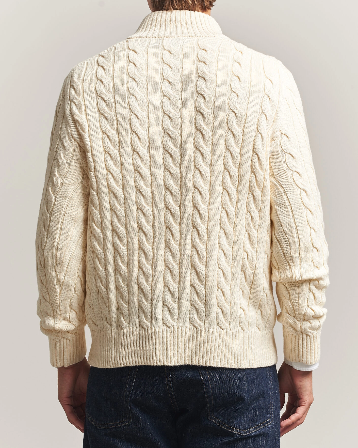 Herr | Tröjor | Polo Ralph Lauren | Cotton Cable Half Zip Andover Cream