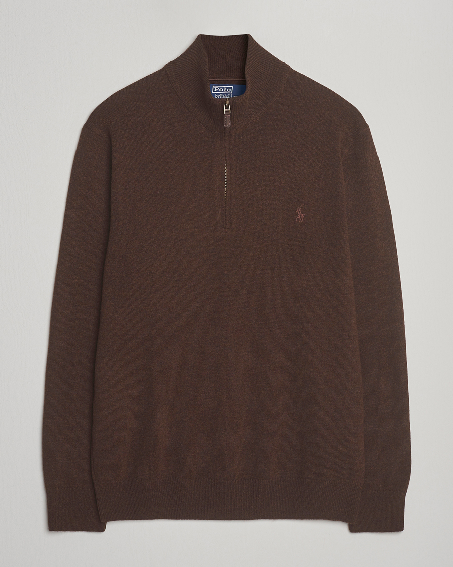 Herr | Tröjor | Polo Ralph Lauren | Merino Half-Zip Sweater Cacao Brown Heather
