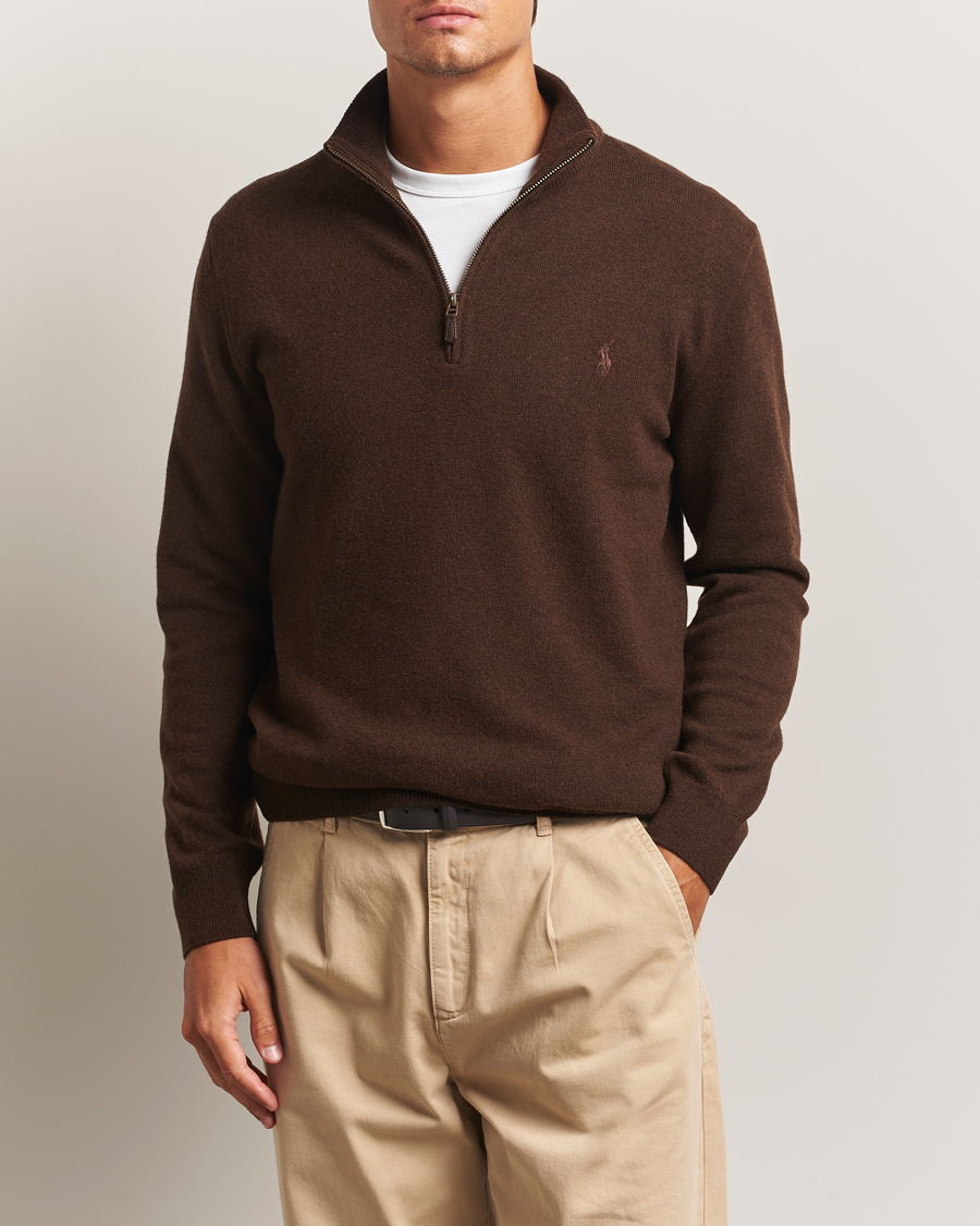 Herr | Tröjor | Polo Ralph Lauren | Merino Half-Zip Sweater Cacao Brown Heather