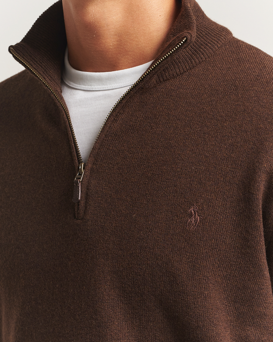 Herr | Tröjor | Polo Ralph Lauren | Merino Half-Zip Sweater Cacao Brown Heather