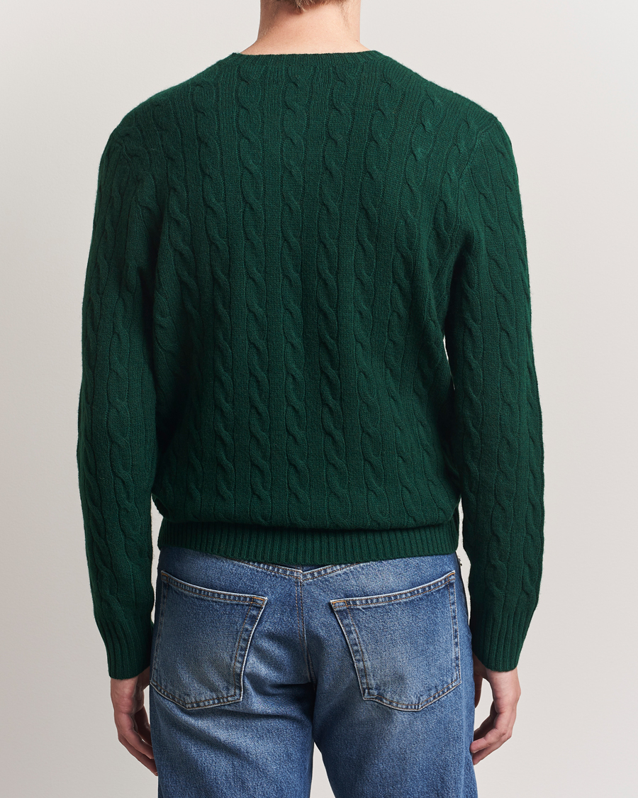Herr | Tröjor | Polo Ralph Lauren | Wool/Cashmere Cable Crew Neck Moss Agate