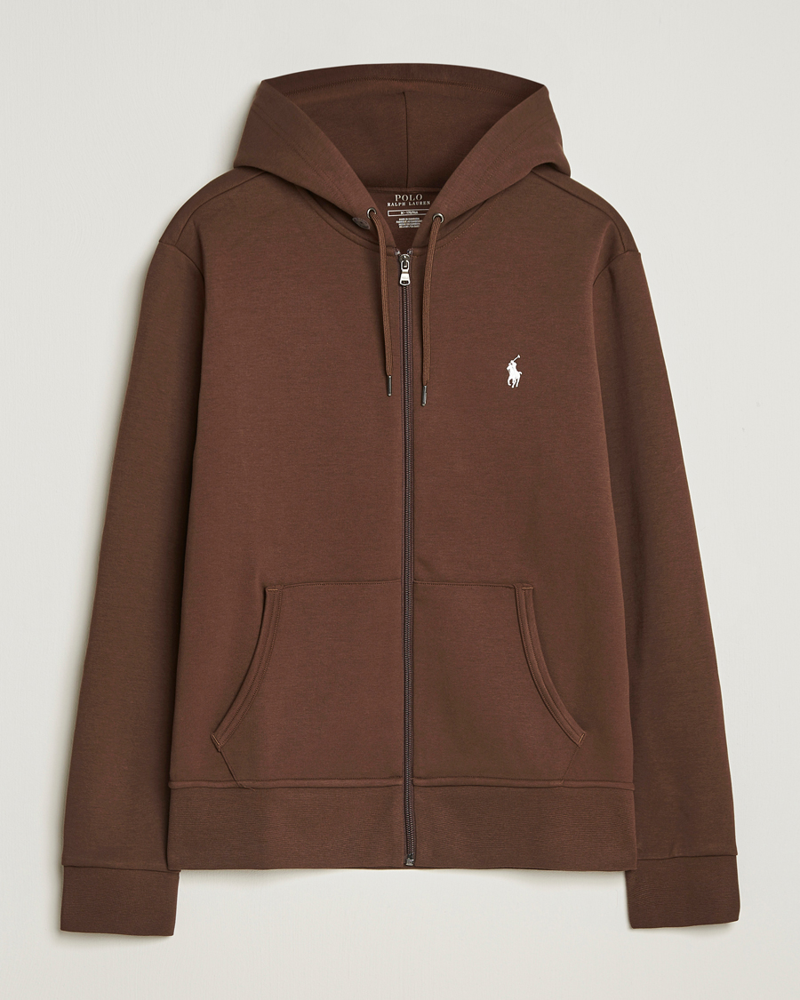 Herr | Tröjor | Polo Ralph Lauren | Double Knitted Full-Zip Hoodie Branch Brown