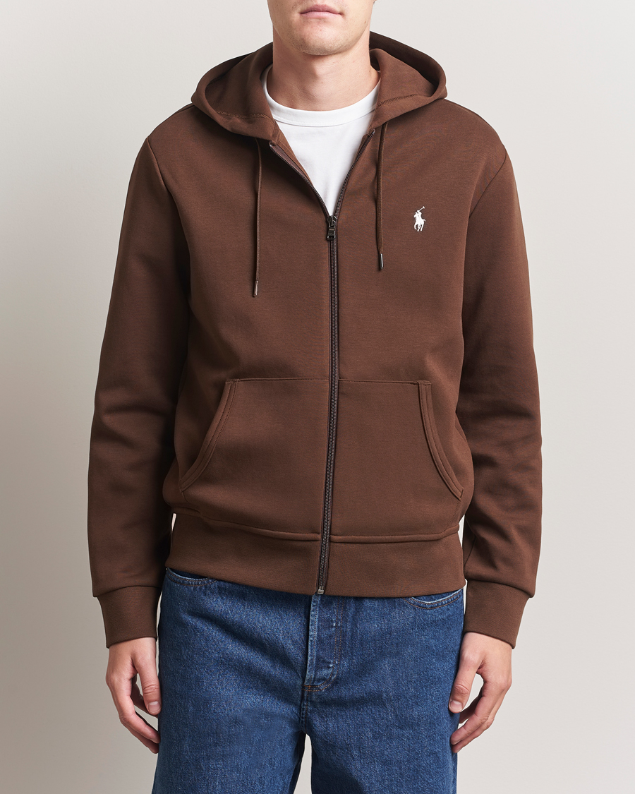 Herr | Tröjor | Polo Ralph Lauren | Double Knitted Full-Zip Hoodie Branch Brown
