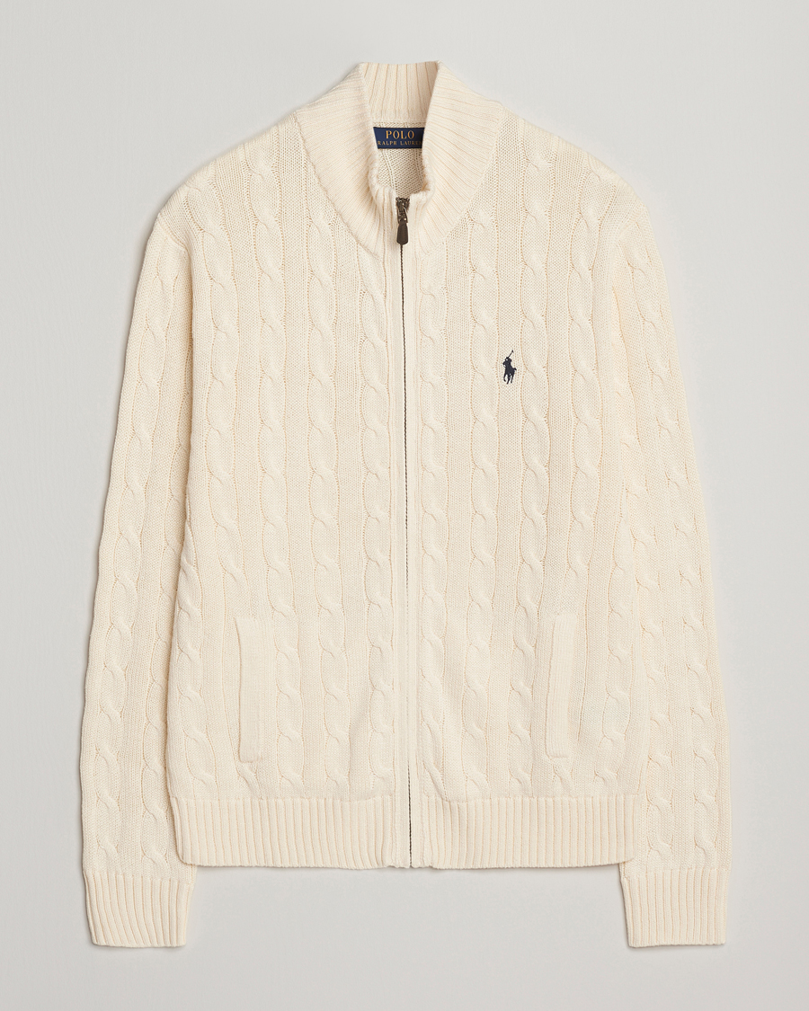 Herr | Tröjor | Polo Ralph Lauren | Cotton Cable Full Zip Andover Cream