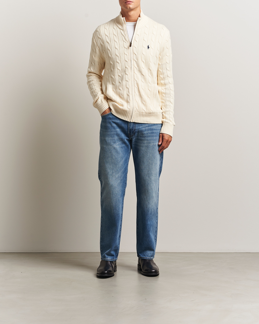 Herr | Tröjor | Polo Ralph Lauren | Cotton Cable Full Zip Andover Cream